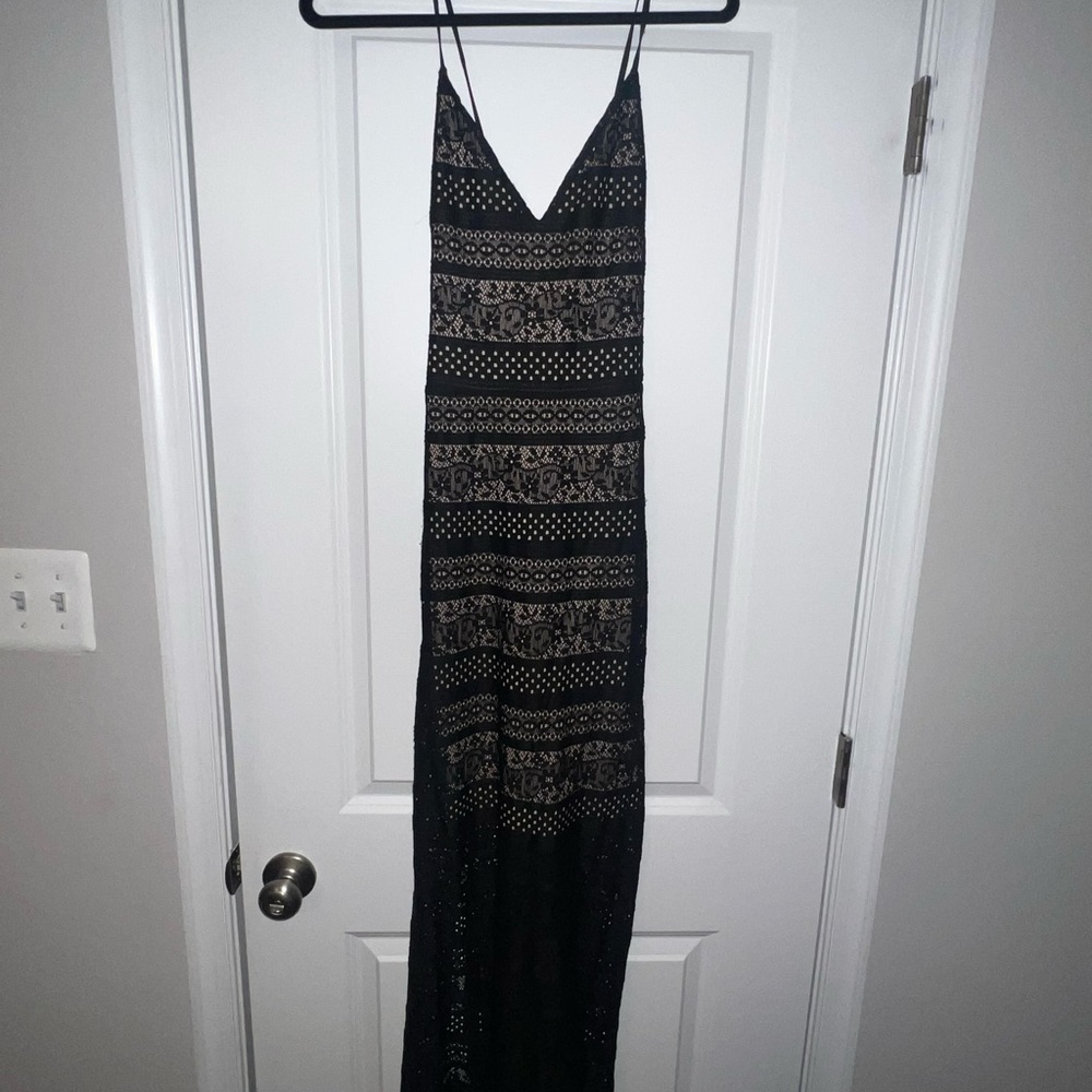 Express Black and Cream Lace Maxi Dress
